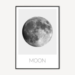 Maan Zwart Wit Poster en Canvas Print