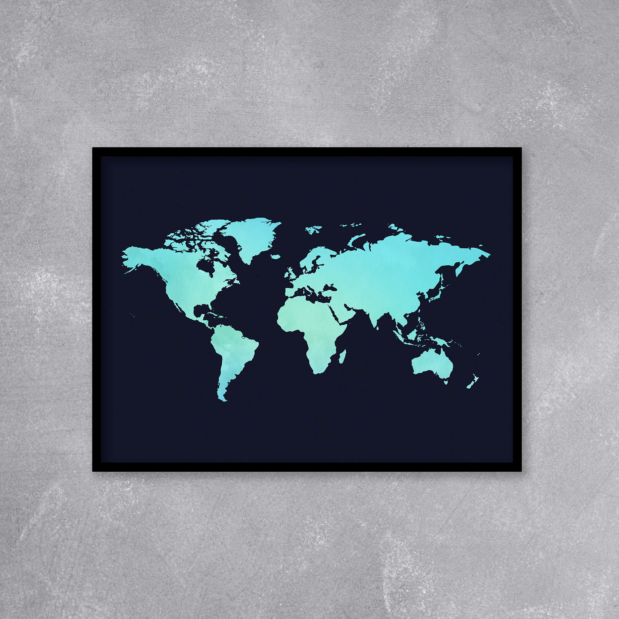 Watercolor wereldkaart poster en canvas print
