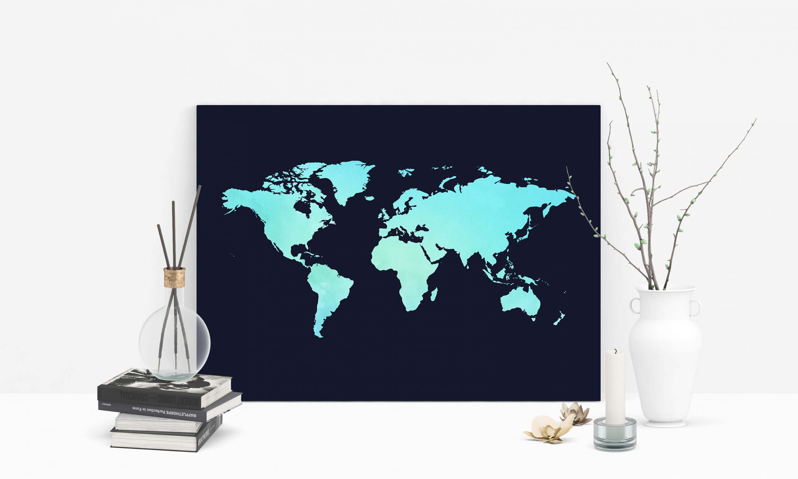 Watercolor Wereldkaart poster en print