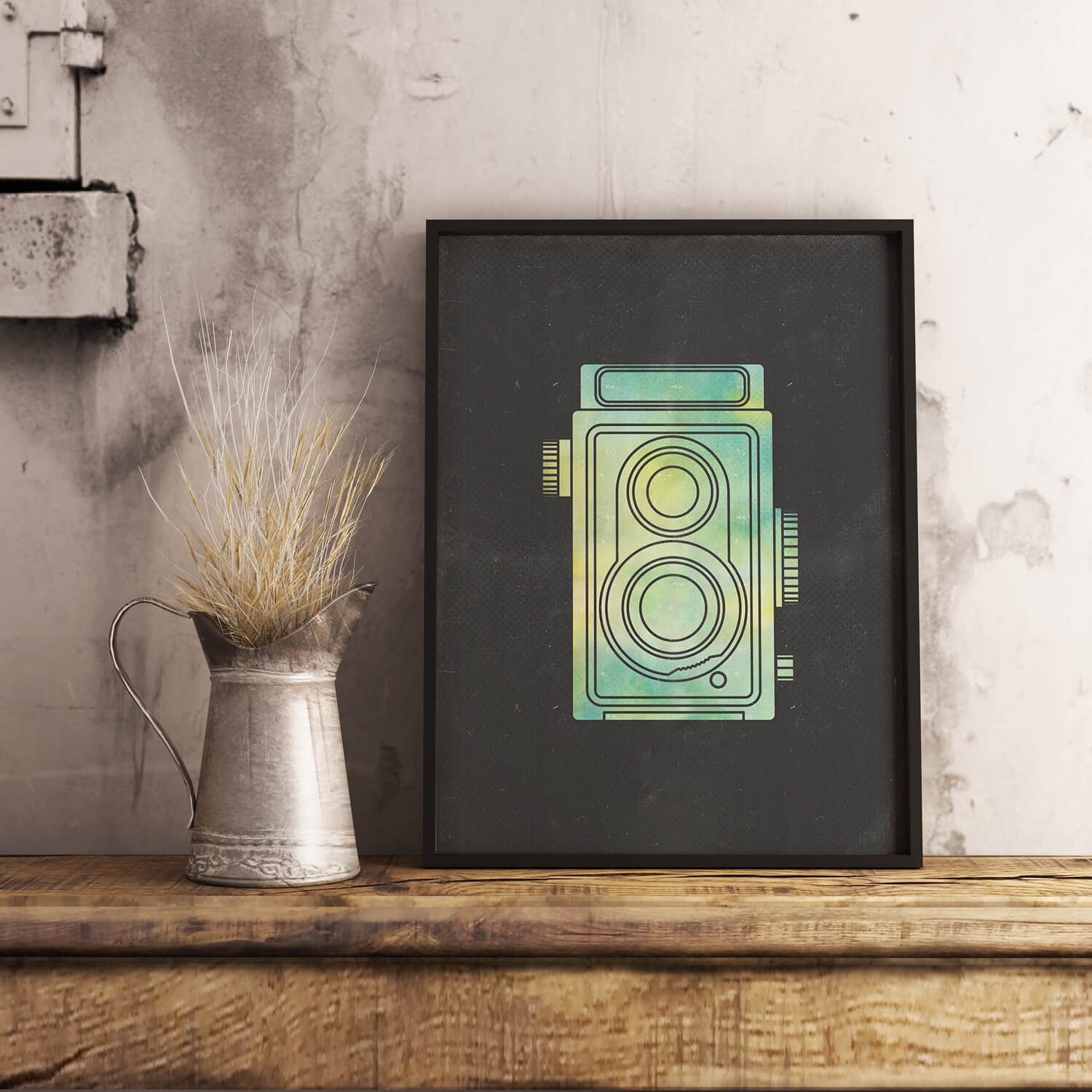 Vintage Camera Poster - industriële wanddecoratie