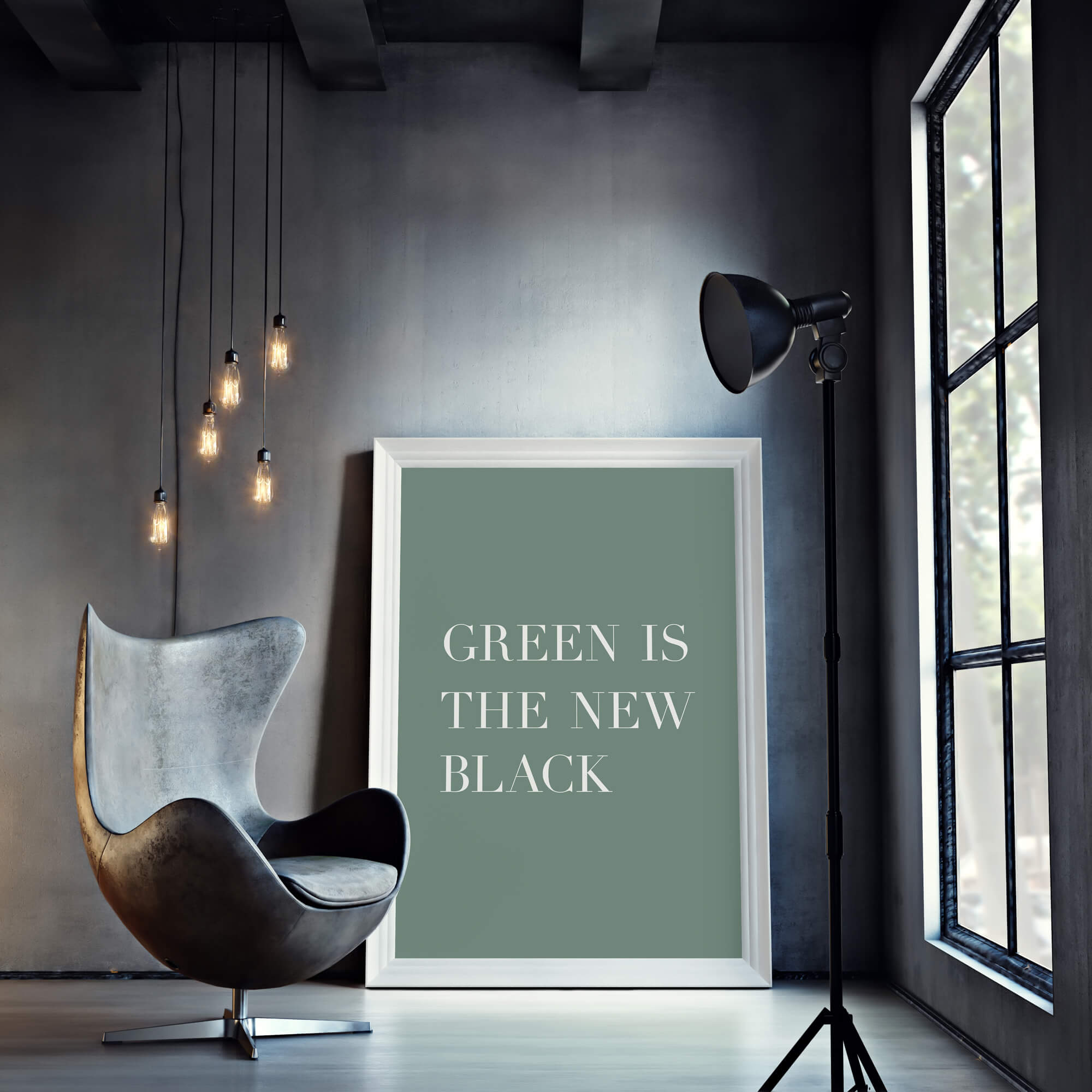 Green is the new black - tekst poster - typografie wanddecoratie