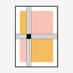 Geel en Roze Poster - Stripes and Squares
