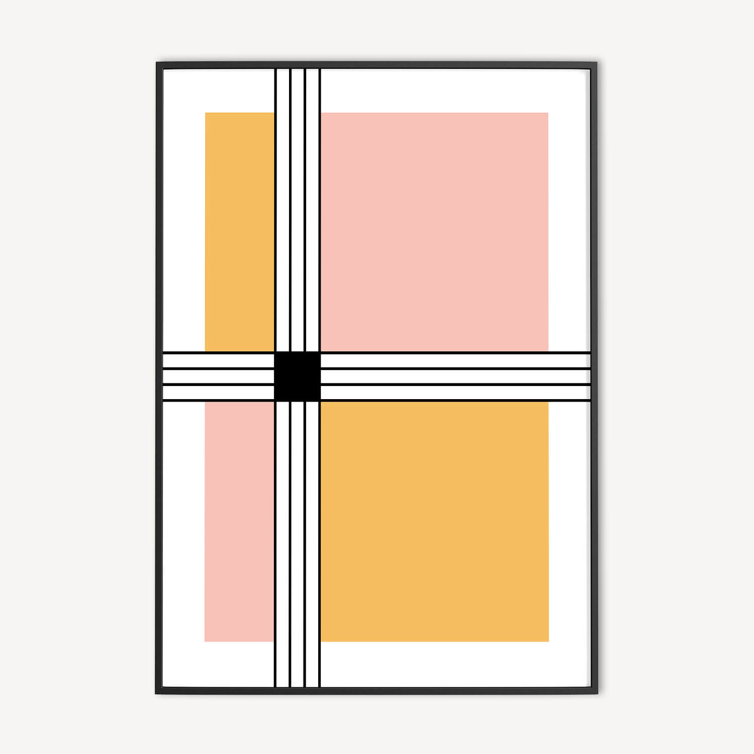 Geel en Roze Poster - Stripes and Squares