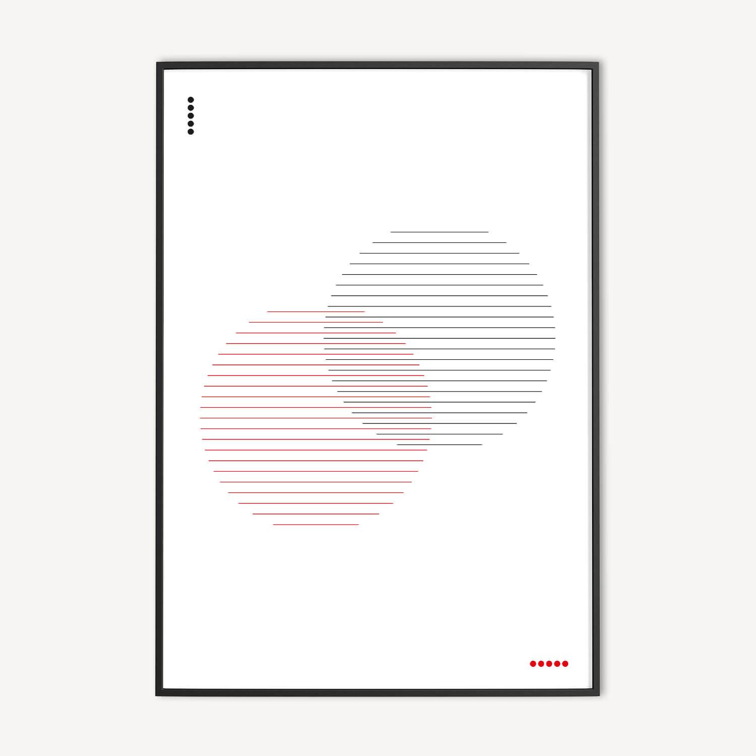 Abstracte Minimalistische Cirkels Poster in rood en zwart