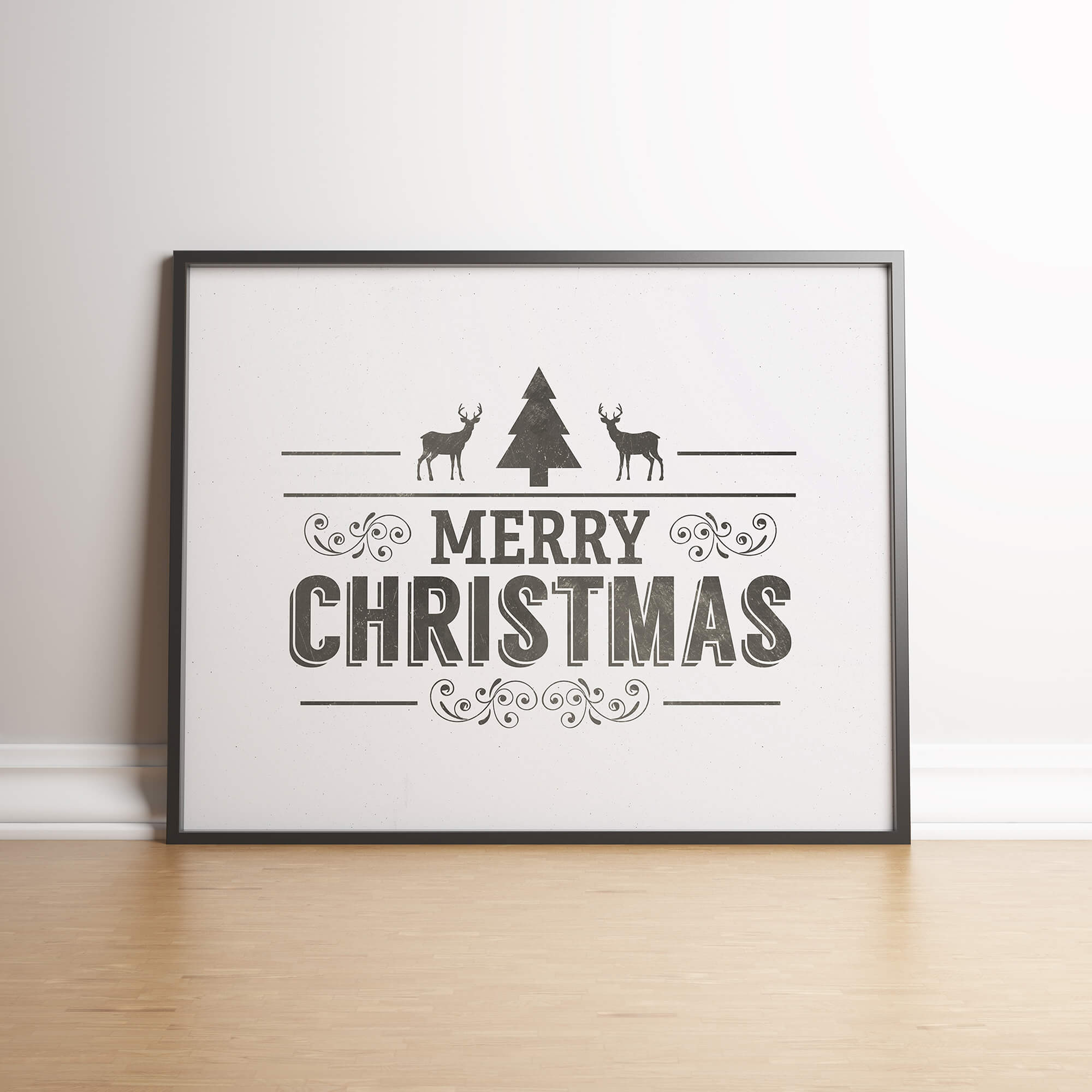 Industriele kerst poster in zwart