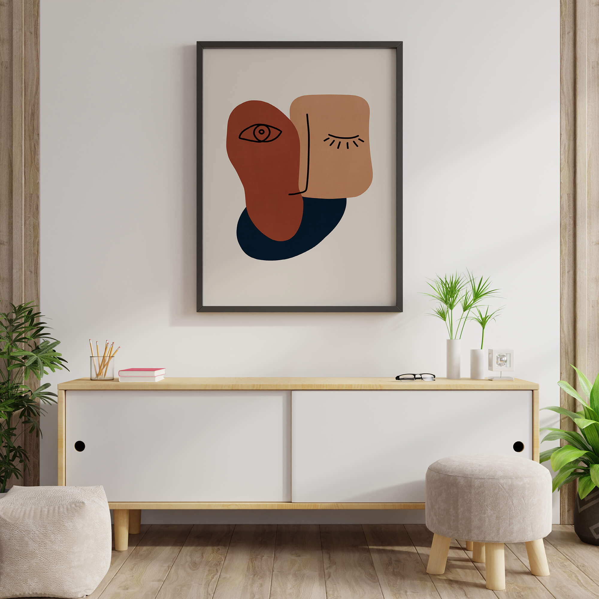 Abstracte Wanddecoratie - Shapes with Face