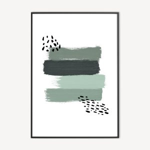 Groene Brush Strokes poster en canvas Print