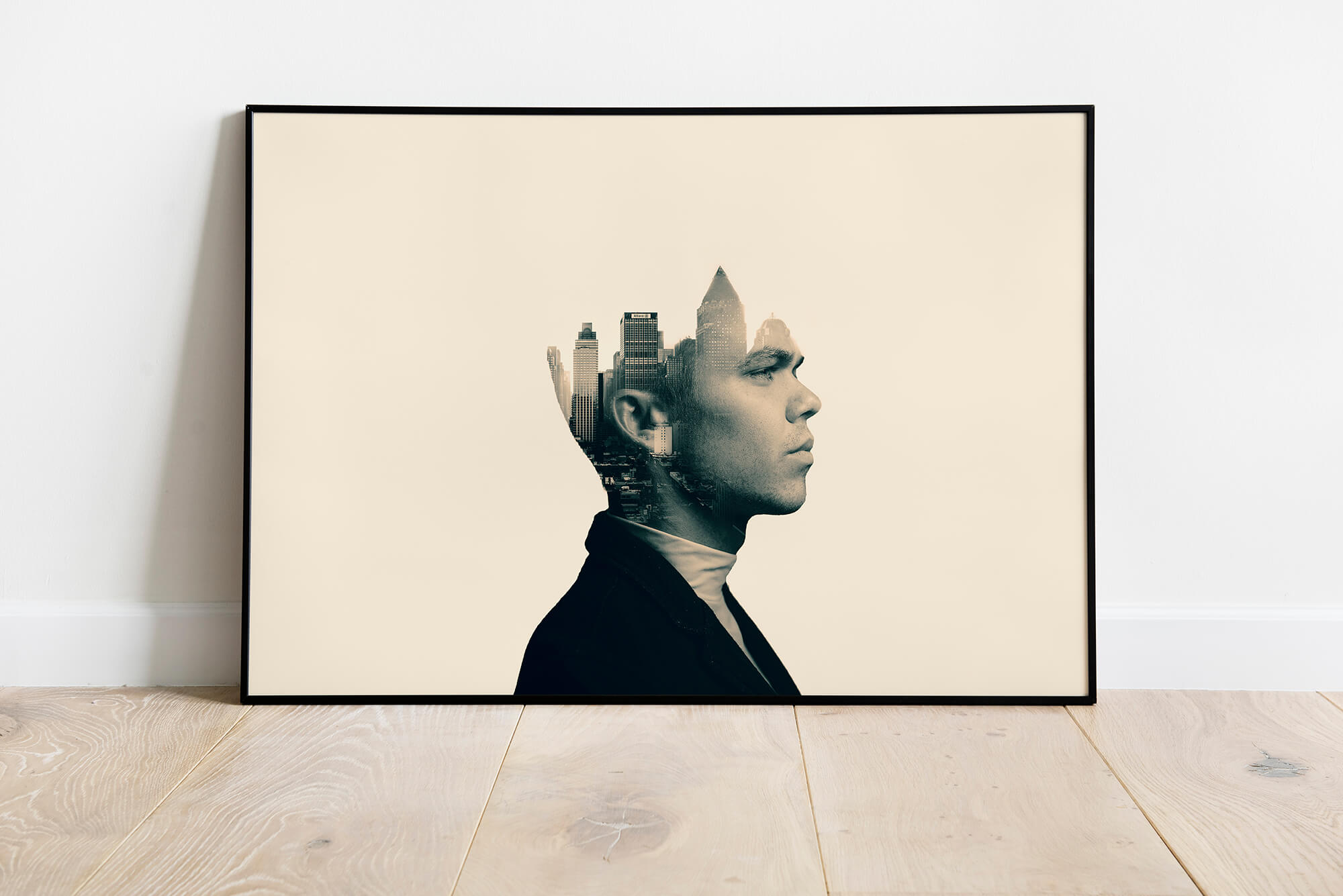 Man and the City Double Exposure Poster en Print