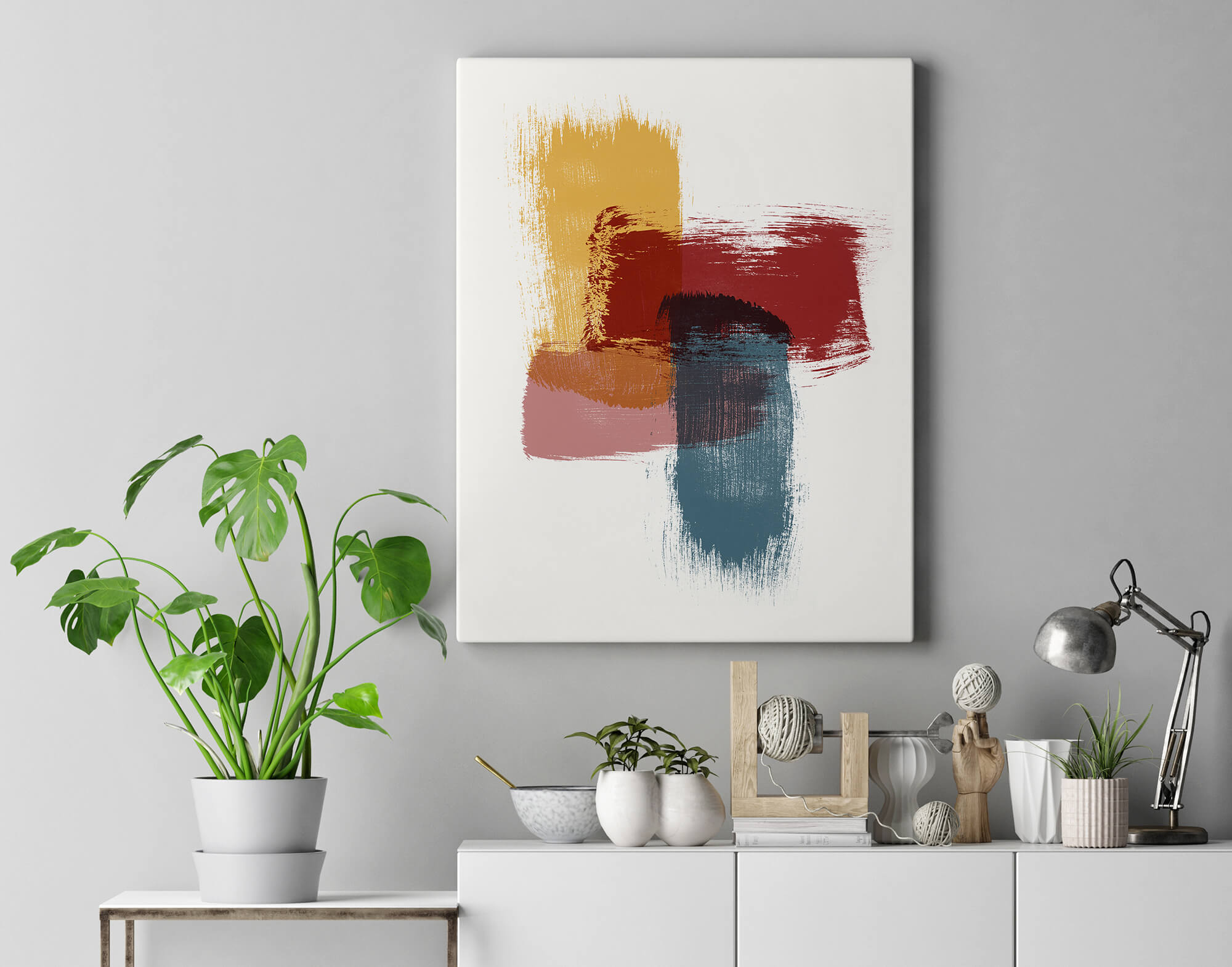 Verfstrepen - abstracte poster en canvas print
