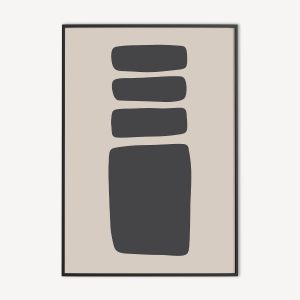 Beige minimalistische poster en canvas print met donkergrijze abstracte vormen