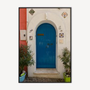 Blauwe Italiaanse Deur Poster en Print