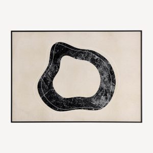 Grafische poster met abstracte vorm en diverse texturen