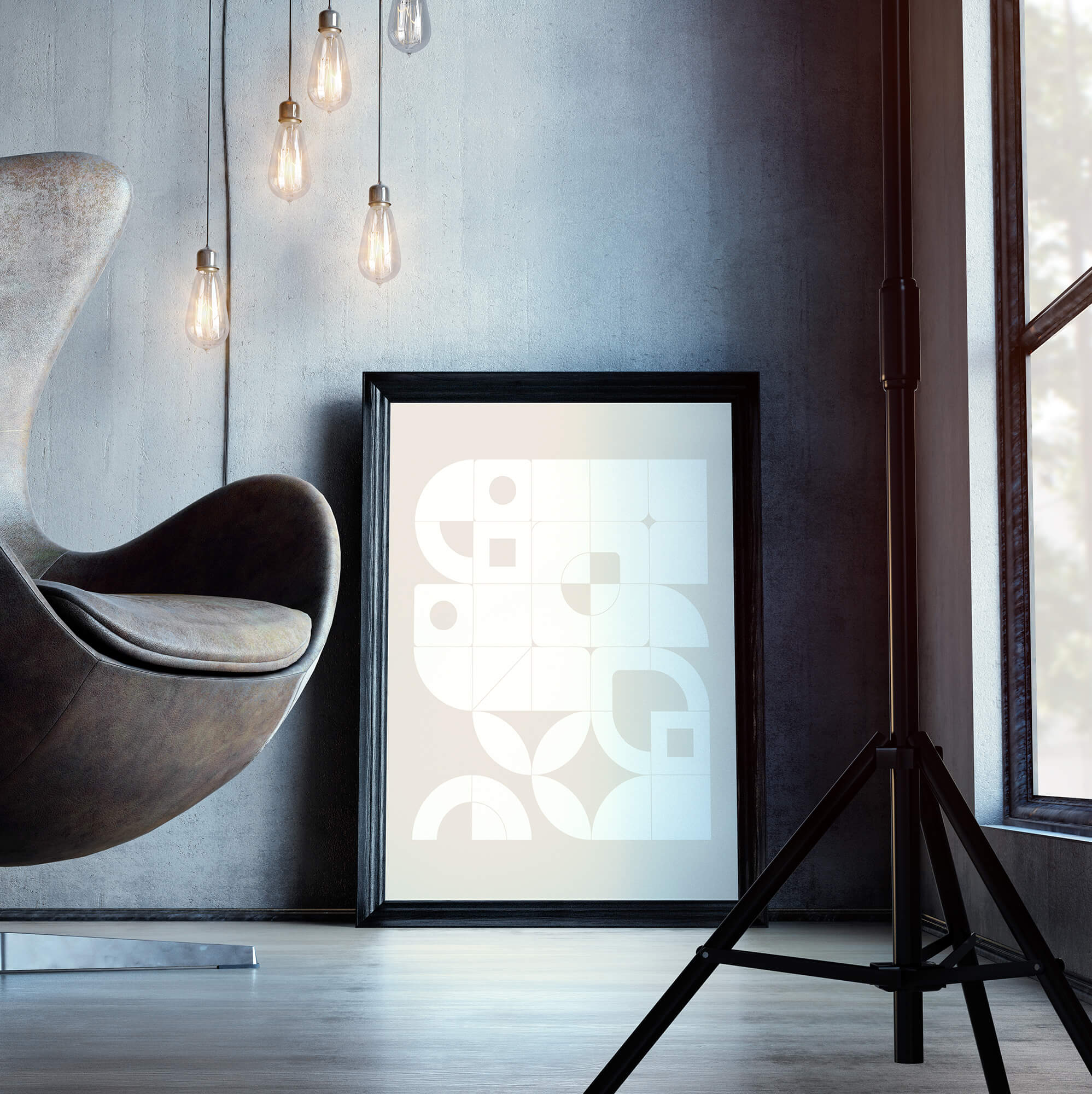 neutrale kleuren poster - geometrisch patroon