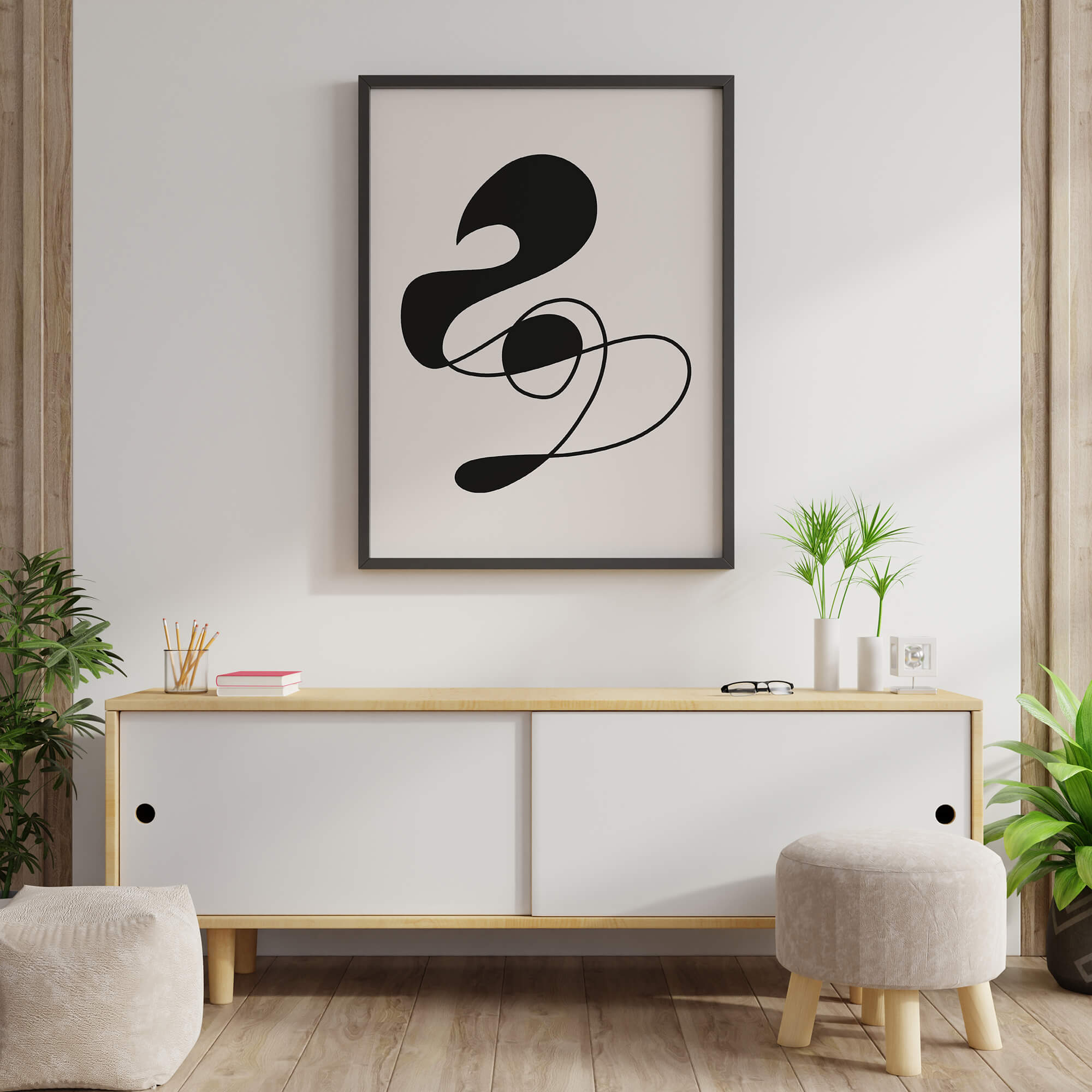 Abstracte line art en abstracte vormen kunst poster