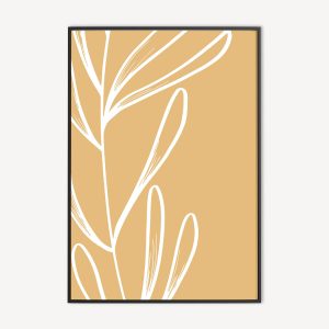 Gele botanische posters met line art