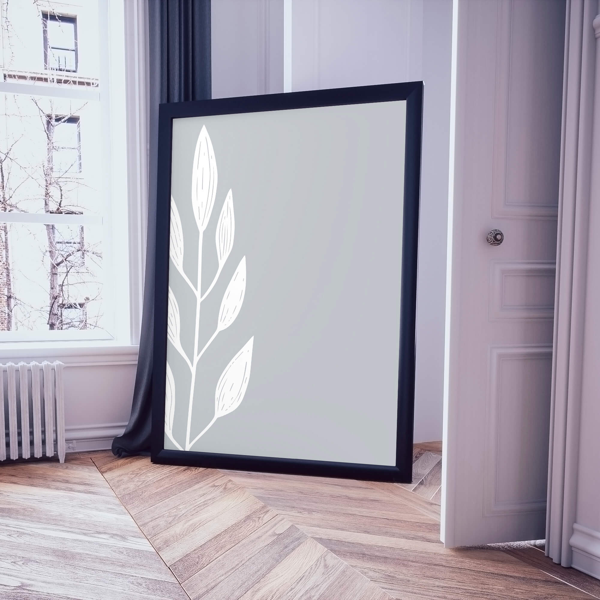 Lichtblauwe botanische poster en canvas print