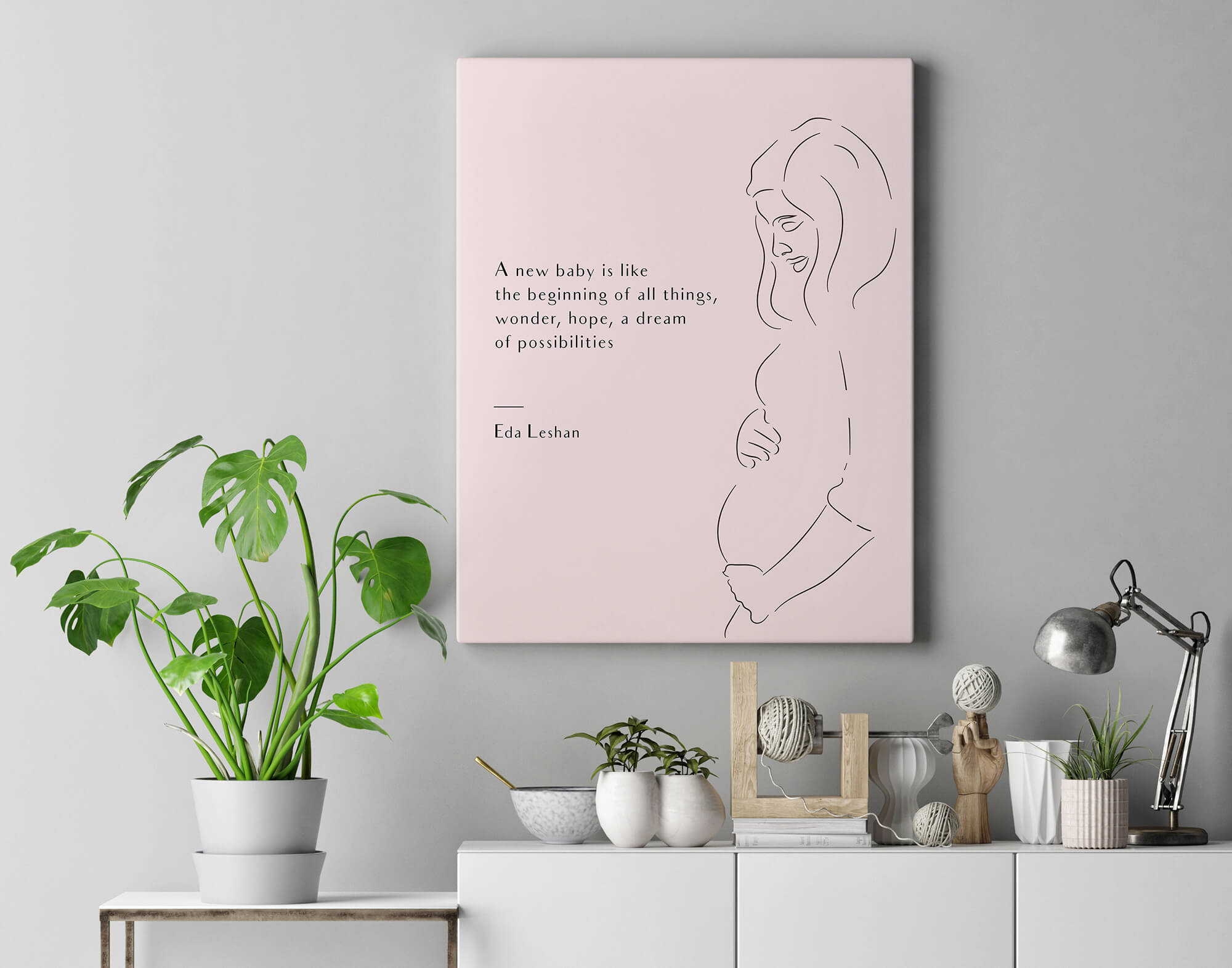 Line art tekening van zwangere vrouw