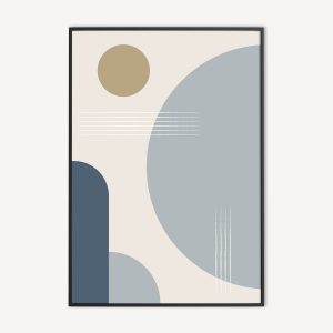 geometrische poster met blauwe vormen