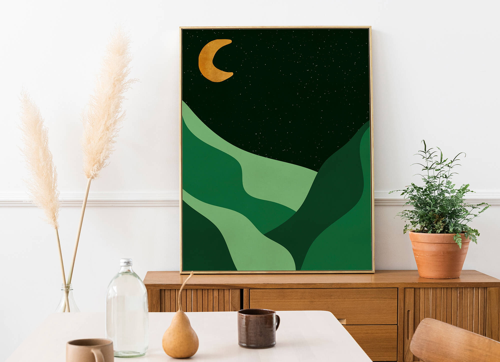 Groen landschap Poster en Canvas Print