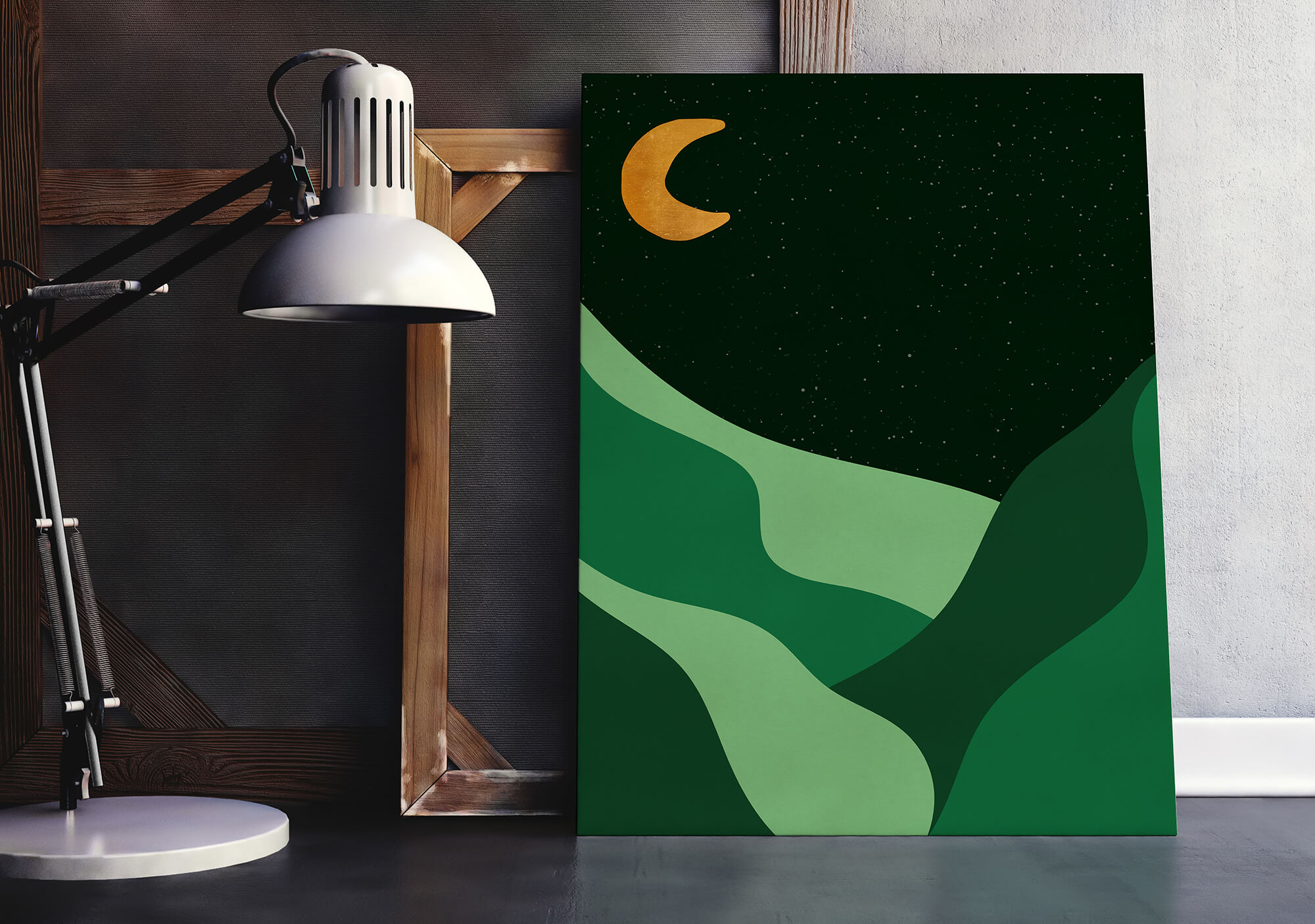 berglandschap in de nacht poster