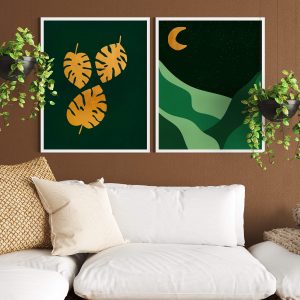 Groen Goud Abstracte Poster Set