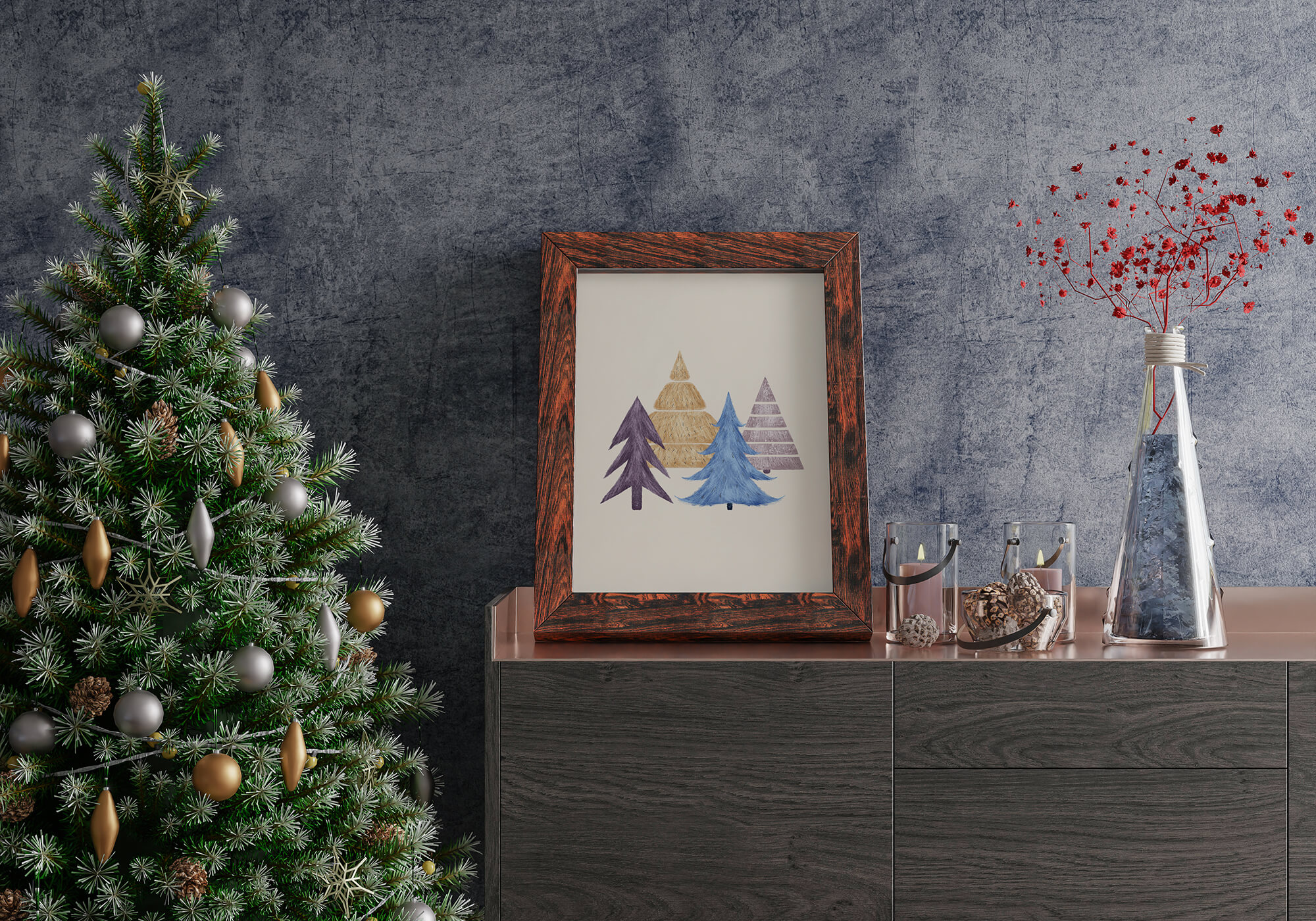 kerstbomen poster print