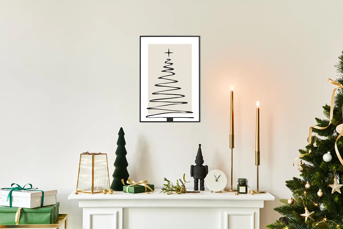 minimalistische kerstboom wanddecoratie